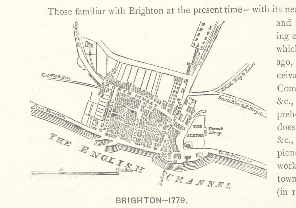 An illustration from “A Peep into the Past”: Brighton in the Olden Time, with glances at the present, etc. [With plates, including portraits, 1880, leaf 50