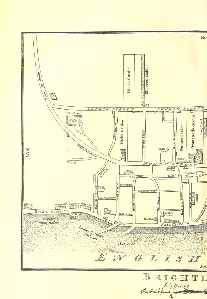 An illustration from “A Peep into the Past”: Brighton in the Olden Time, with glances at the present, etc. [With plates, including portraits, 1892, leaf 16