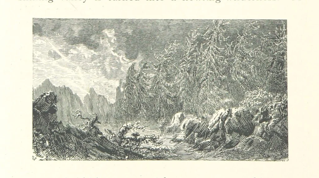 An illustration from The Pyrenees: a description of summer life at French watering places ... With ... illustrations by Gustave Doré, and a new map of the Central Pyrenees, 1881, leaf 132