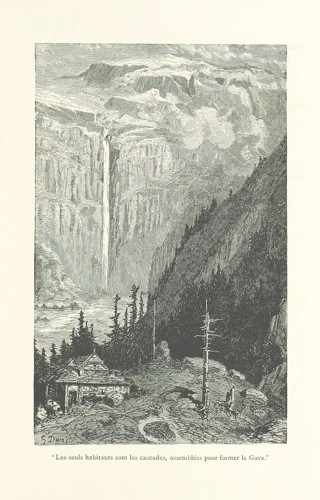 An illustration from The Pyrenees: a description of summer life at French watering places ... With ... illustrations by Gustave Doré, and a new map of the Central Pyrenees, 1881, leaf 157
