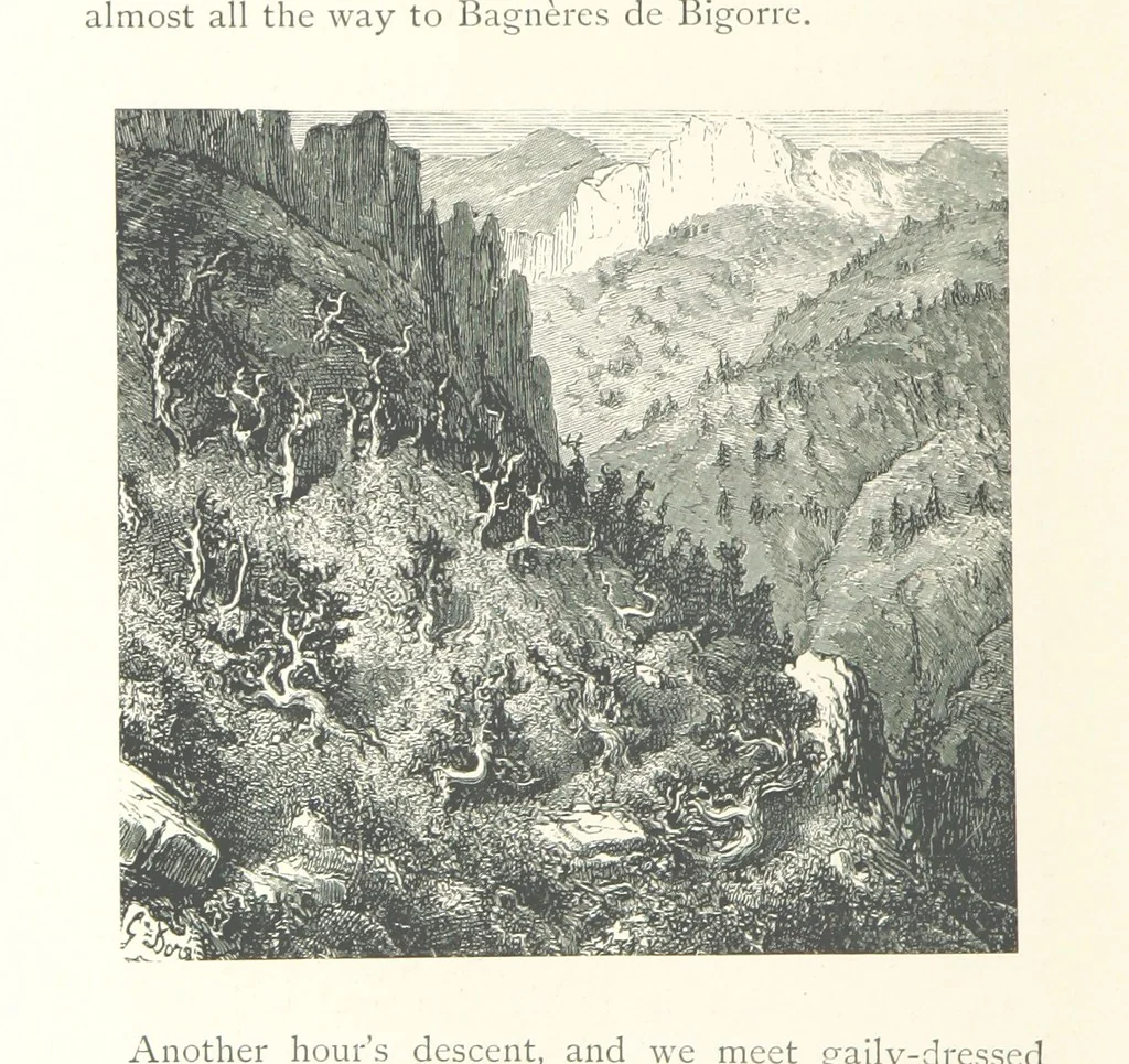 An illustration from The Pyrenees: a description of summer life at French watering places ... With ... illustrations by Gustave Doré, and a new map of the Central Pyrenees, 1881, leaf 174