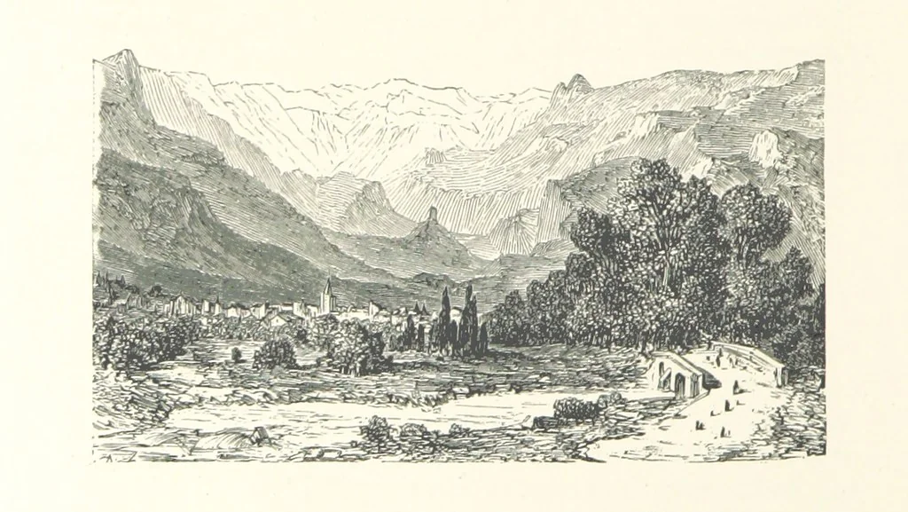 An illustration from The Pyrenees: a description of summer life at French watering places ... With ... illustrations by Gustave Doré, and a new map of the Central Pyrenees, 1881, leaf 182