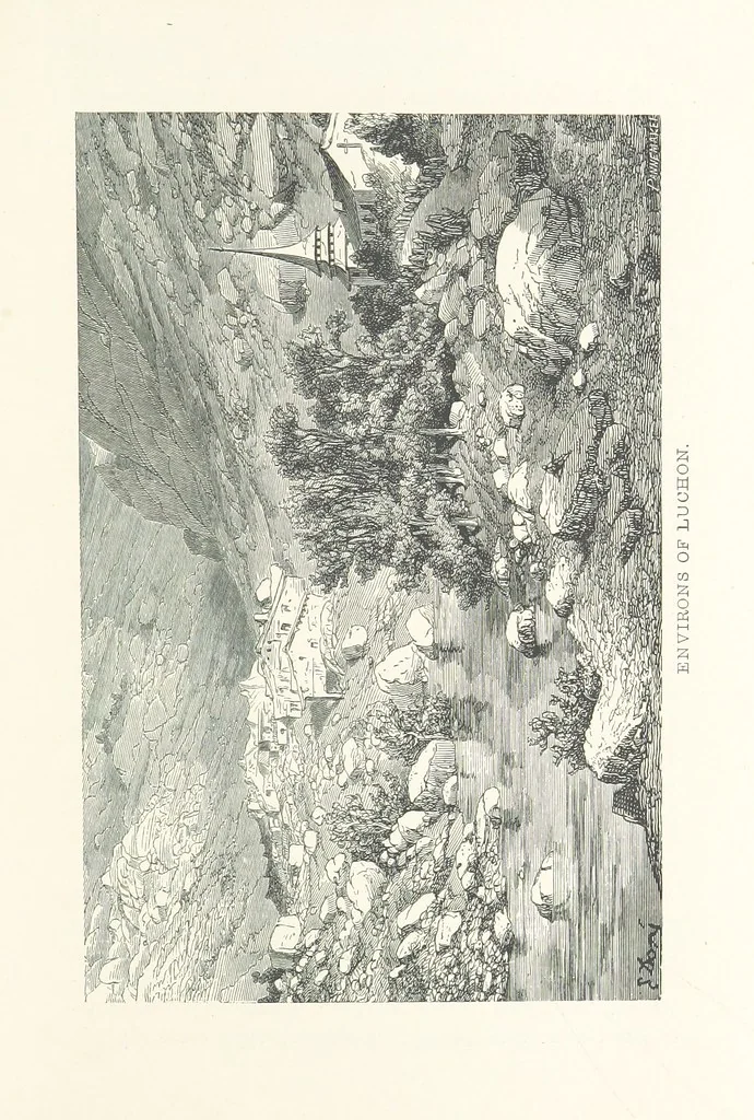 An illustration from The Pyrenees: a description of summer life at French watering places ... With ... illustrations by Gustave Doré, and a new map of the Central Pyrenees, 1881, leaf 185