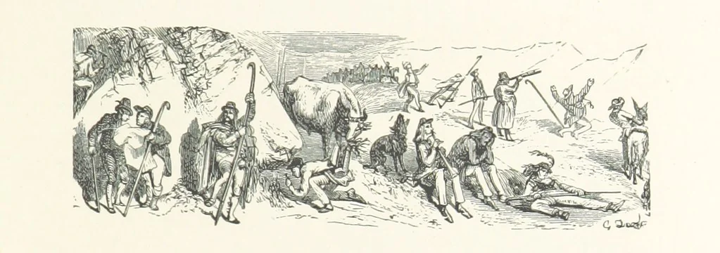 An illustration from The Pyrenees: a description of summer life at French watering places ... With ... illustrations by Gustave Doré, and a new map of the Central Pyrenees, 1881, leaf 203