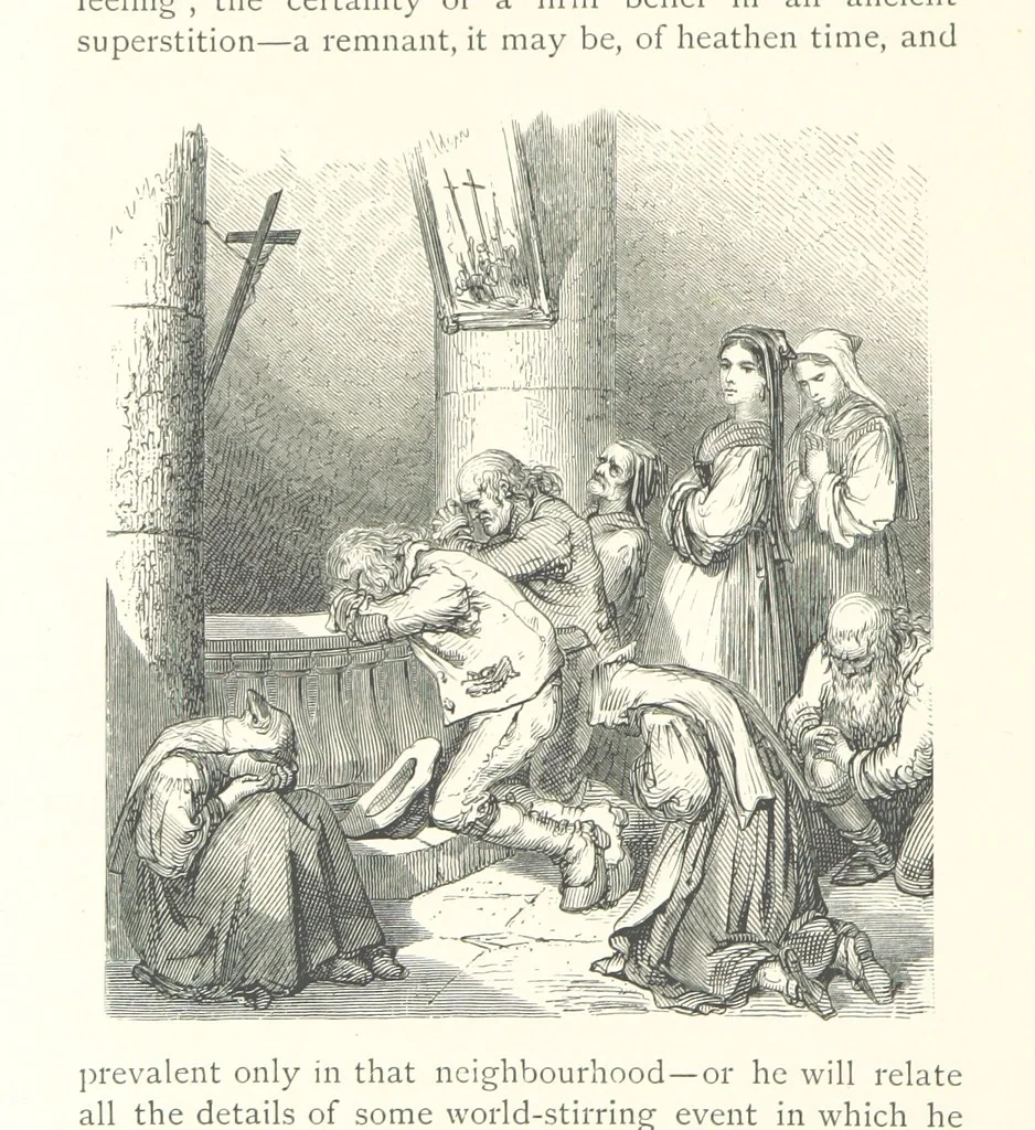 An illustration from The Pyrenees: a description of summer life at French watering places ... With ... illustrations by Gustave Doré, and a new map of the Central Pyrenees, 1881, leaf 60