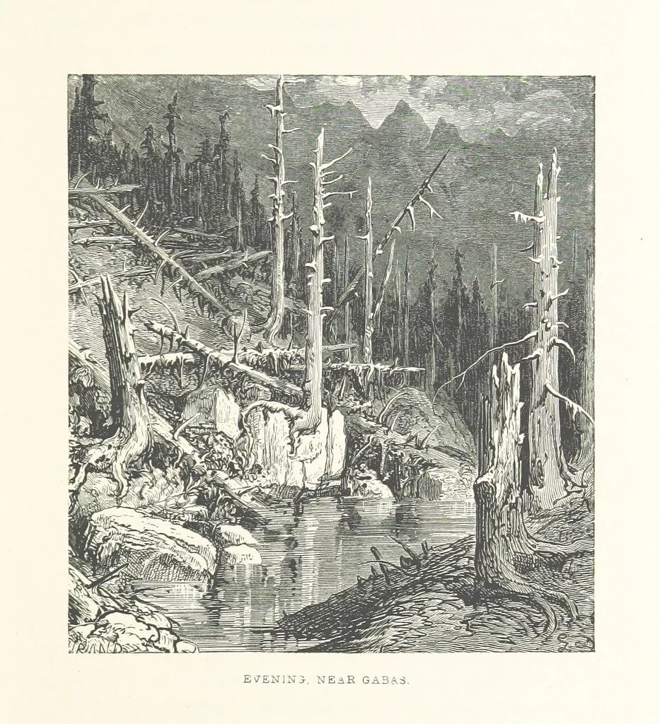 An illustration from The Pyrenees: a description of summer life at French watering places ... With ... illustrations by Gustave Doré, and a new map of the Central Pyrenees, 1881, leaf 73