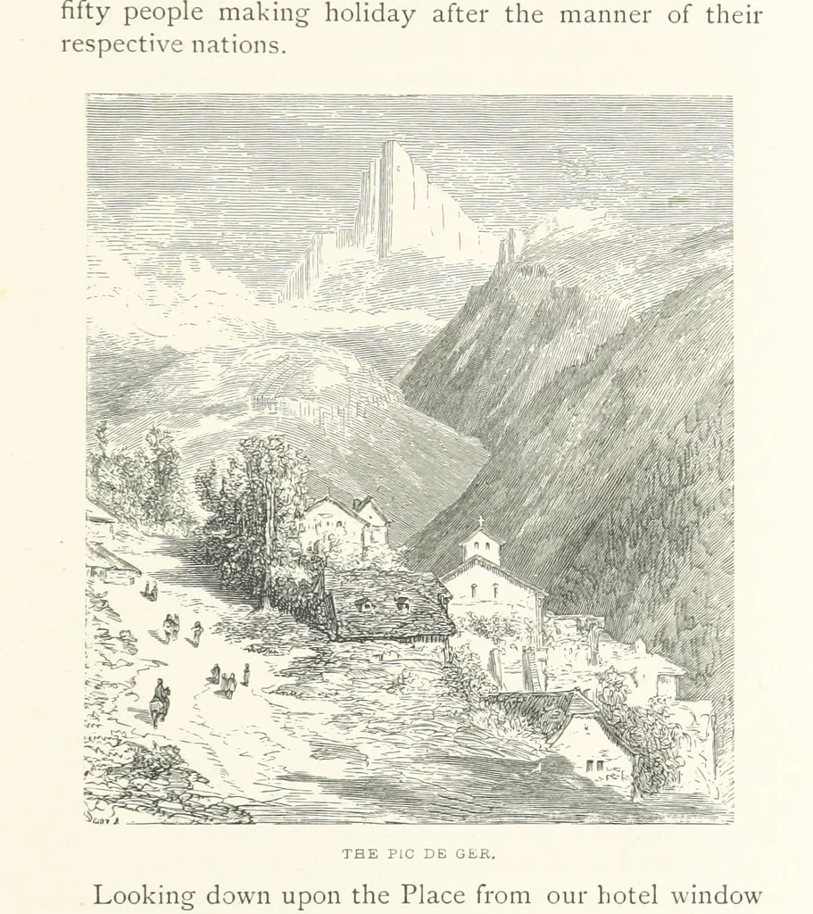 An illustration from The Pyrenees: a description of summer life at French watering places ... With ... illustrations by Gustave Doré, and a new map of the Central Pyrenees, 1881, leaf 81