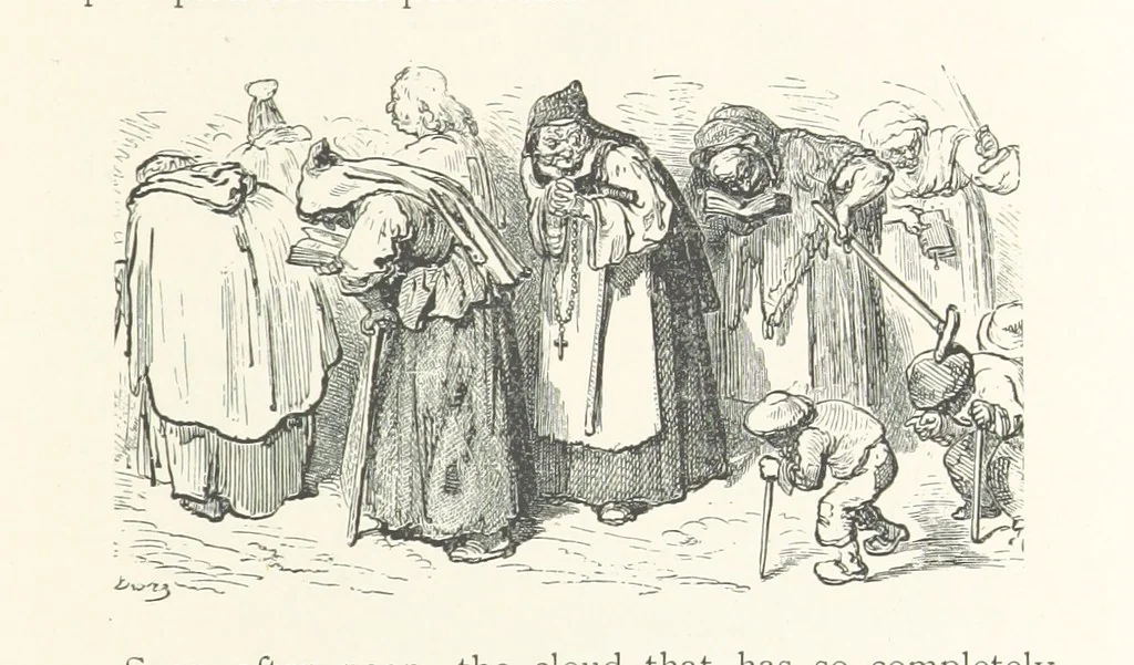 An illustration from The Pyrenees: a description of summer life at French watering places ... With ... illustrations by Gustave Doré, and a new map of the Central Pyrenees, 1881, leaf 91