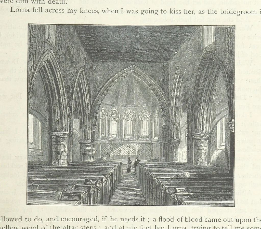 An illustration from Lorna Doone: a romance of Exmoor, 1883, leaf 569