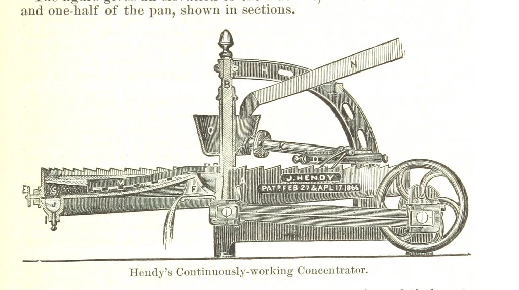 An illustration from Notices of Mining Machinery and various mechanical appliances in use chiefly in the Pacific States and Territories, for mining, raising, and working ores, etc, 1871, leaf 247