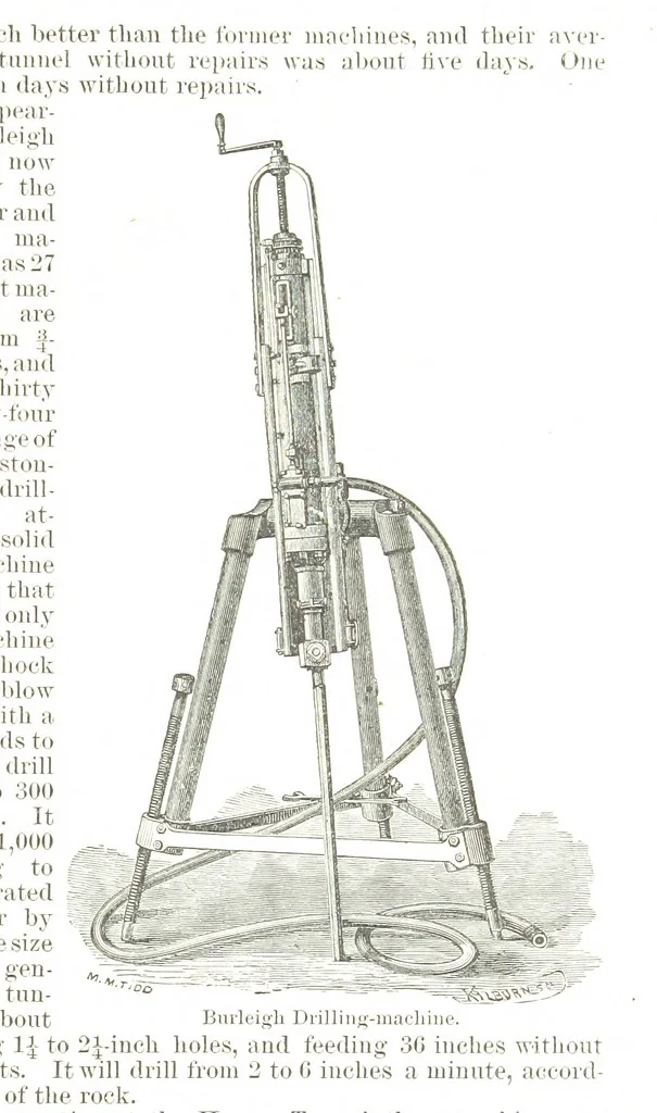 An illustration from Notices of Mining Machinery and various mechanical appliances in use chiefly in the Pacific States and Territories, for mining, raising, and working ores, etc, 1871, leaf 49