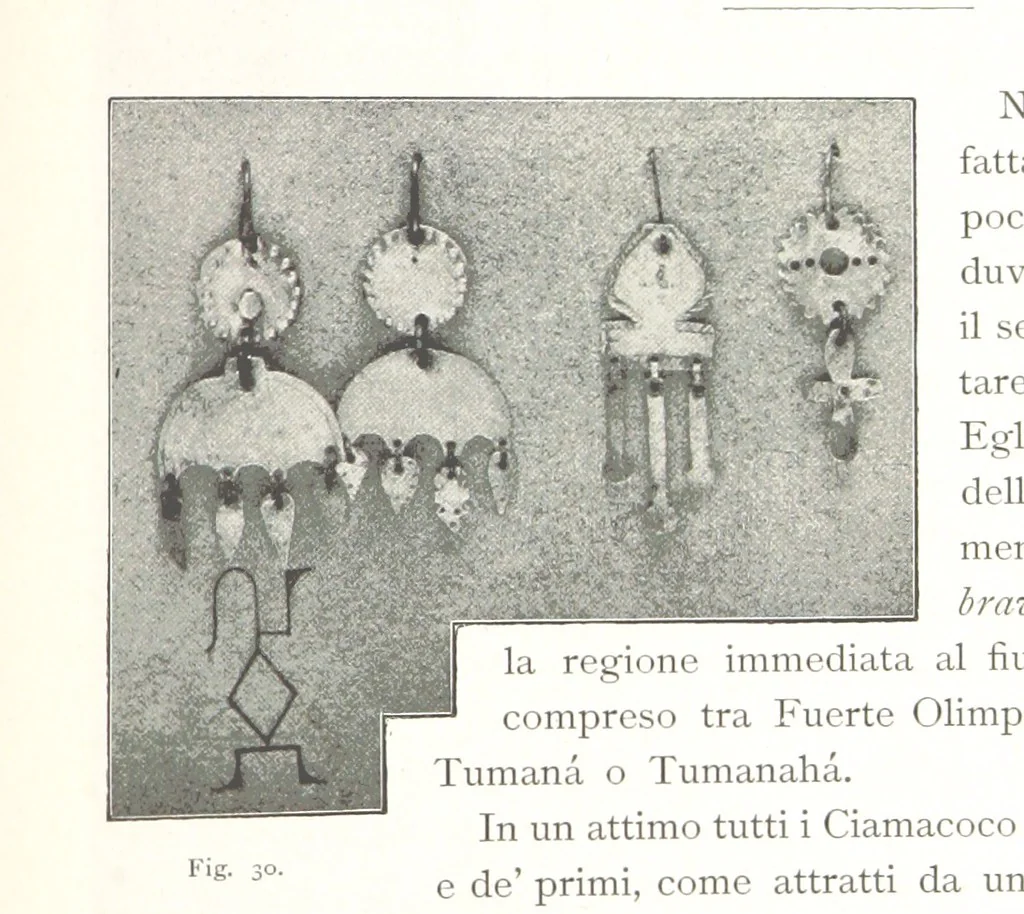 An illustration from Viaggi d'un artista nell'America Meridionale. I Caduvei, Mbayá o Guaycurú. Con prefazione ed uno studio storico ed etnografico del Dott. G. A. Colini. 112 figure, etc, 1895, leaf 113