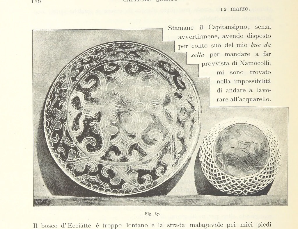 An illustration from Viaggi d'un artista nell'America Meridionale. I Caduvei, Mbayá o Guaycurú. Con prefazione ed uno studio storico ed etnografico del Dott. G. A. Colini. 112 figure, etc, 1895, leaf 216