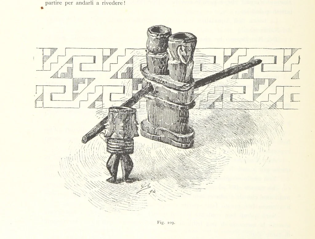 An illustration from Viaggi d'un artista nell'America Meridionale. I Caduvei, Mbayá o Guaycurú. Con prefazione ed uno studio storico ed etnografico del Dott. G. A. Colini. 112 figure, etc, 1895, leaf 278