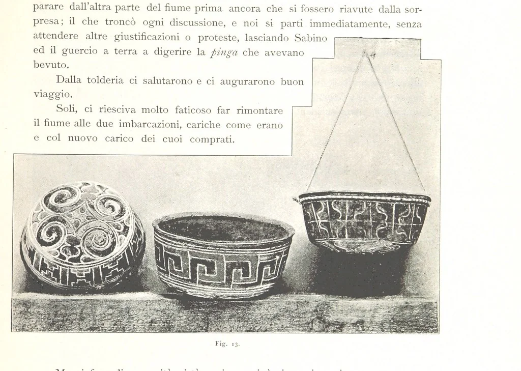 An illustration from Viaggi d'un artista nell'America Meridionale. I Caduvei, Mbayá o Guaycurú. Con prefazione ed uno studio storico ed etnografico del Dott. G. A. Colini. 112 figure, etc, 1895, leaf 71