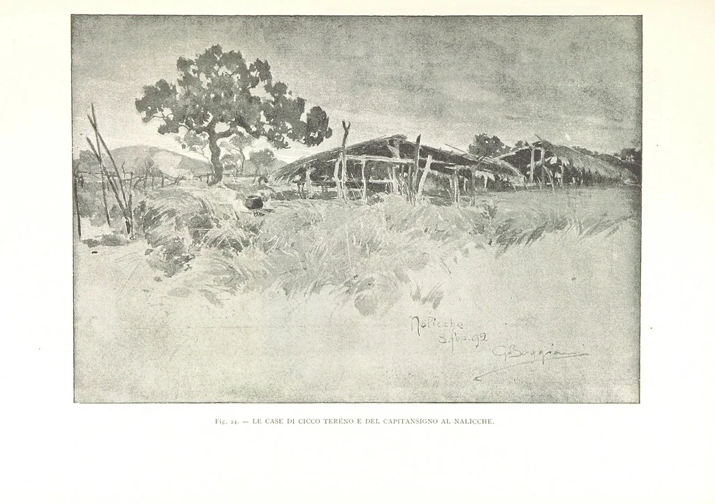 An illustration from Viaggi d'un artista nell'America Meridionale. I Caduvei, Mbayá o Guaycurú. Con prefazione ed uno studio storico ed etnografico del Dott. G. A. Colini. 112 figure, etc, 1895, leaf 99