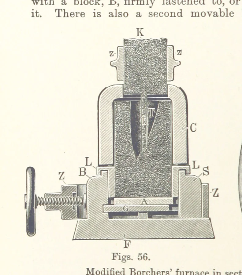 An illustration from Electric Smelting and Refining ... Being the second edition of “Elektro-Metallurgie” ... Translated, with additions, by Walter G. M'Millan, etc, 1897, leaf 138