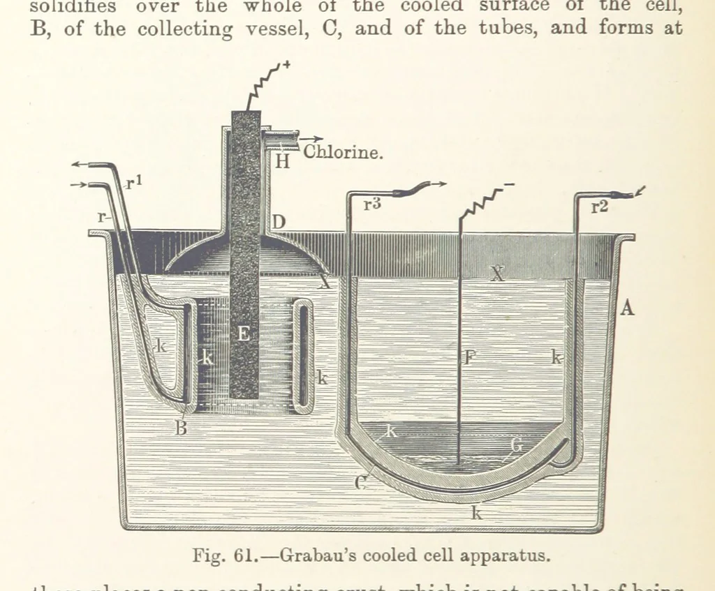 An illustration from Electric Smelting and Refining ... Being the second edition of “Elektro-Metallurgie” ... Translated, with additions, by Walter G. M'Millan, etc, 1897, leaf 152