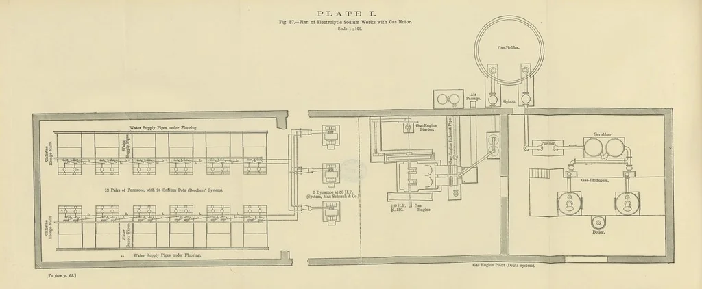 An illustration from Electric Smelting and Refining ... Being the second edition of “Elektro-Metallurgie” ... Translated, with additions, by Walter G. M'Millan, etc, 1897, leaf 90