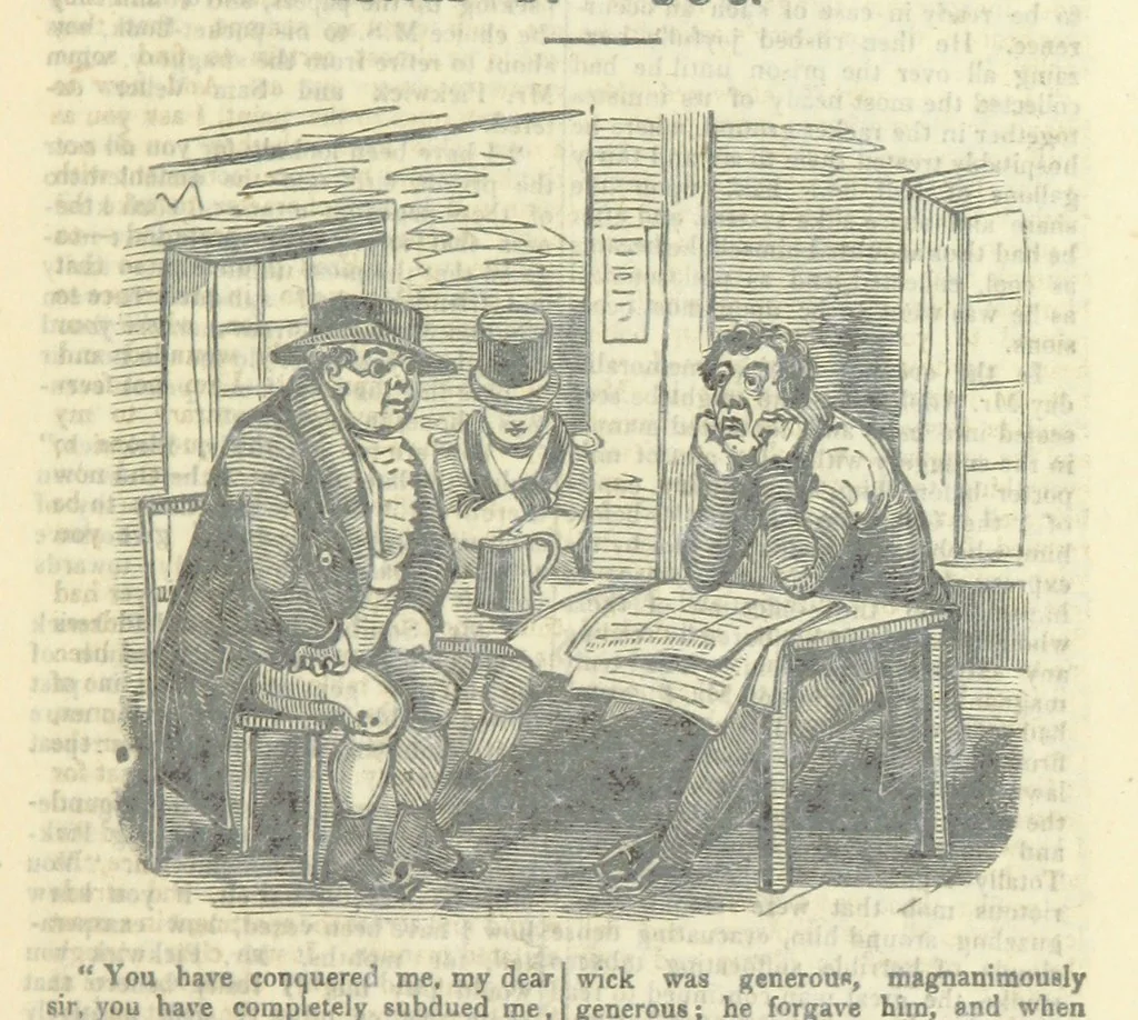 An illustration from The post-humorous notes of the Pickwickian Club. Edited by “Bos”. Illustrated with ... engravings, 1837, leaf 133
