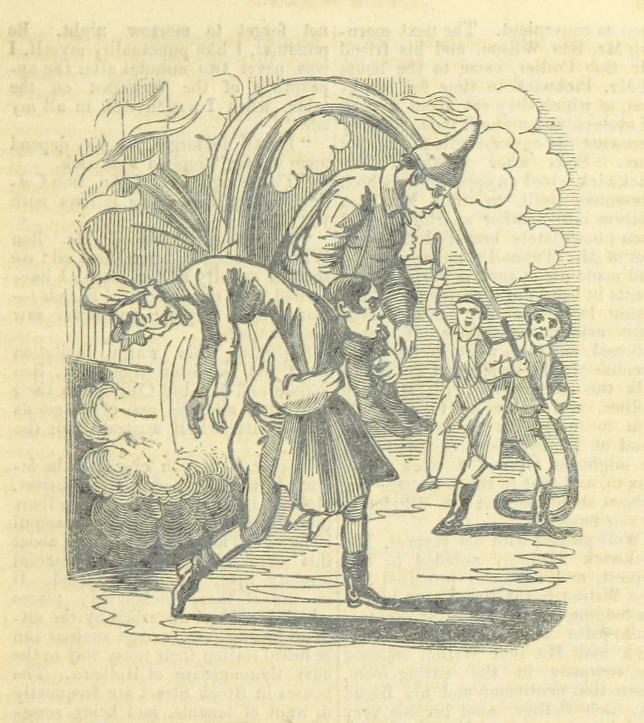 An illustration from The post-humorous notes of the Pickwickian Club. Edited by “Bos”. Illustrated with ... engravings, 1837, leaf 161