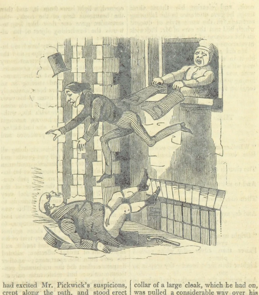An illustration from The post-humorous notes of the Pickwickian Club. Edited by “Bos”. Illustrated with ... engravings, 1837, leaf 17
