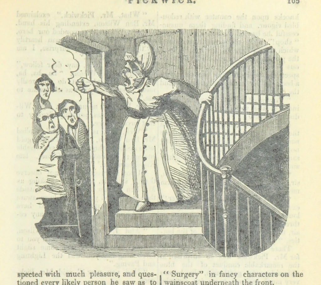 An illustration from The post-humorous notes of the Pickwickian Club. Edited by “Bos”. Illustrated with ... engravings, 1837, leaf 177