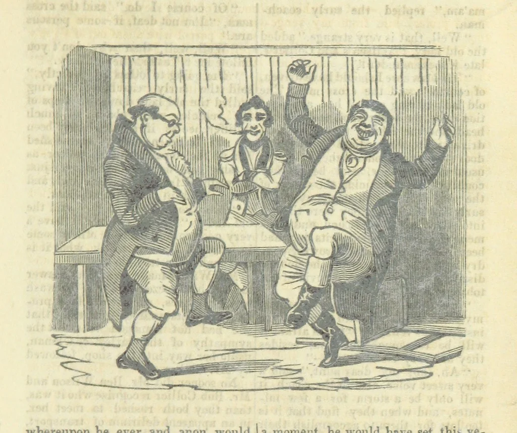 An illustration from The post-humorous notes of the Pickwickian Club. Edited by “Bos”. Illustrated with ... engravings, 1837, leaf 193