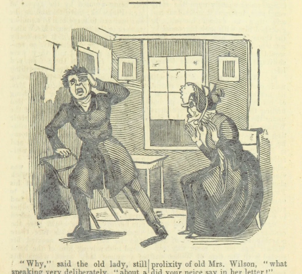 An illustration from The post-humorous notes of the Pickwickian Club. Edited by “Bos”. Illustrated with ... engravings, 1837, leaf 197
