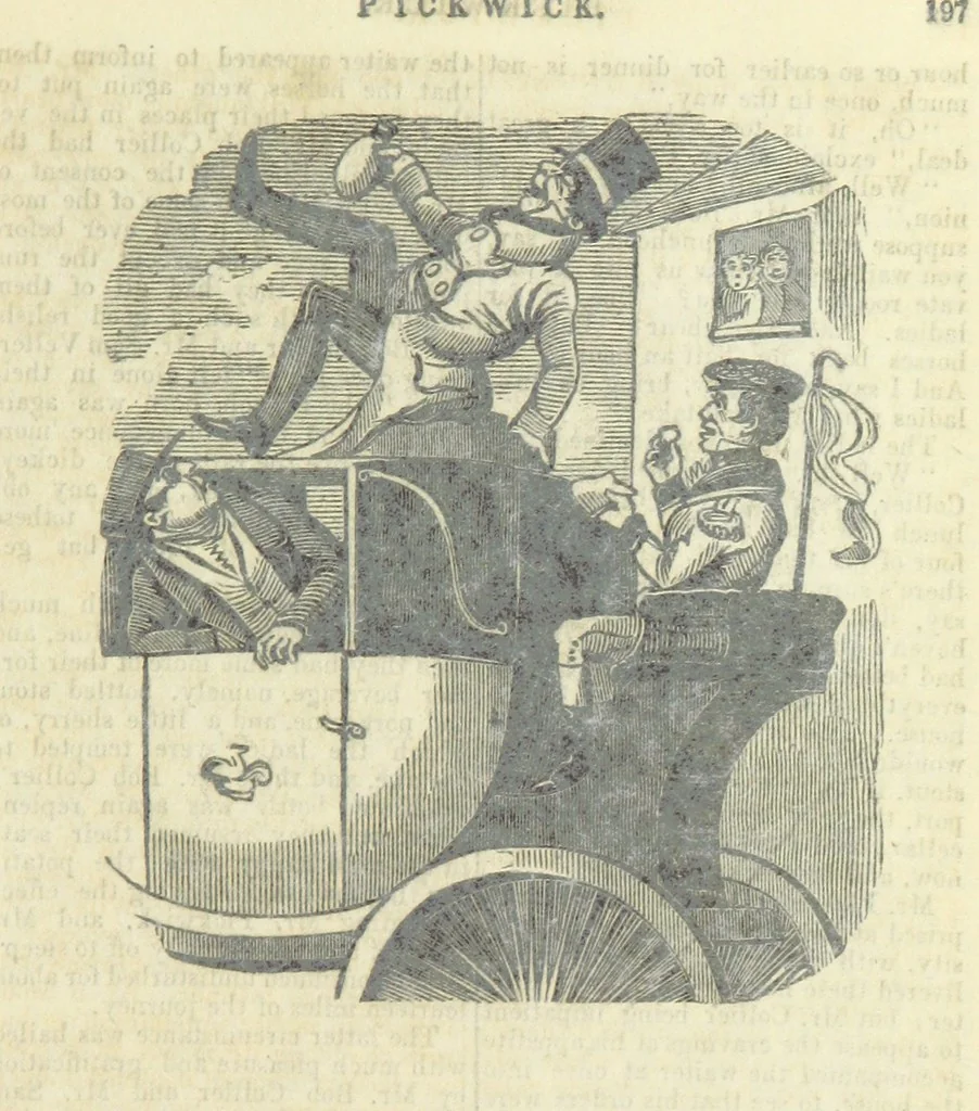 An illustration from The post-humorous notes of the Pickwickian Club. Edited by “Bos”. Illustrated with ... engravings, 1837, leaf 209