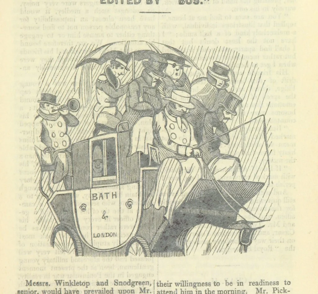 An illustration from The post-humorous notes of the Pickwickian Club. Edited by “Bos”. Illustrated with ... engravings, 1837, leaf 21