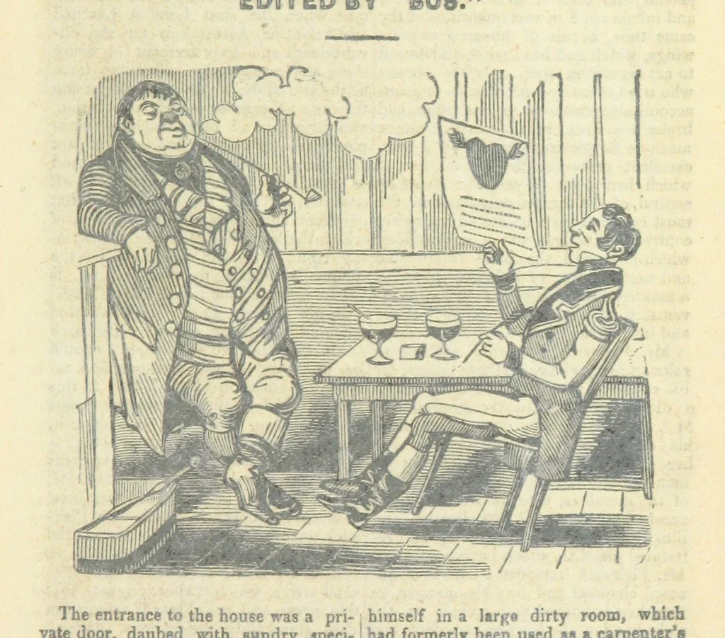 An illustration from The post-humorous notes of the Pickwickian Club. Edited by “Bos”. Illustrated with ... engravings, 1837, leaf 237