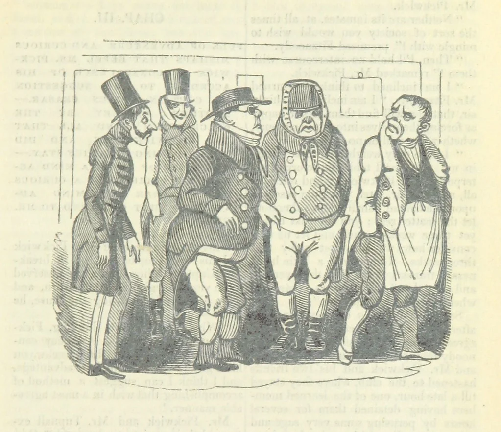 An illustration from The post-humorous notes of the Pickwickian Club. Edited by “Bos”. Illustrated with ... engravings, 1837, leaf 25