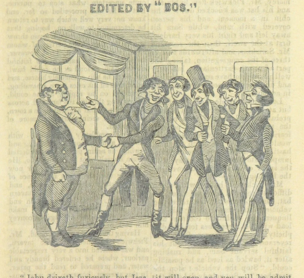 An illustration from The post-humorous notes of the Pickwickian Club. Edited by “Bos”. Illustrated with ... engravings, 1837, leaf 271