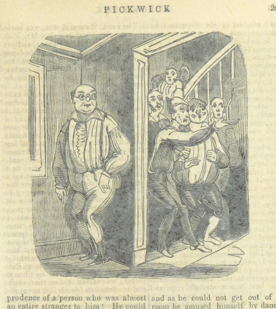 An illustration from The post-humorous notes of the Pickwickian Club. Edited by “Bos”. Illustrated with ... engravings, 1837, leaf 283