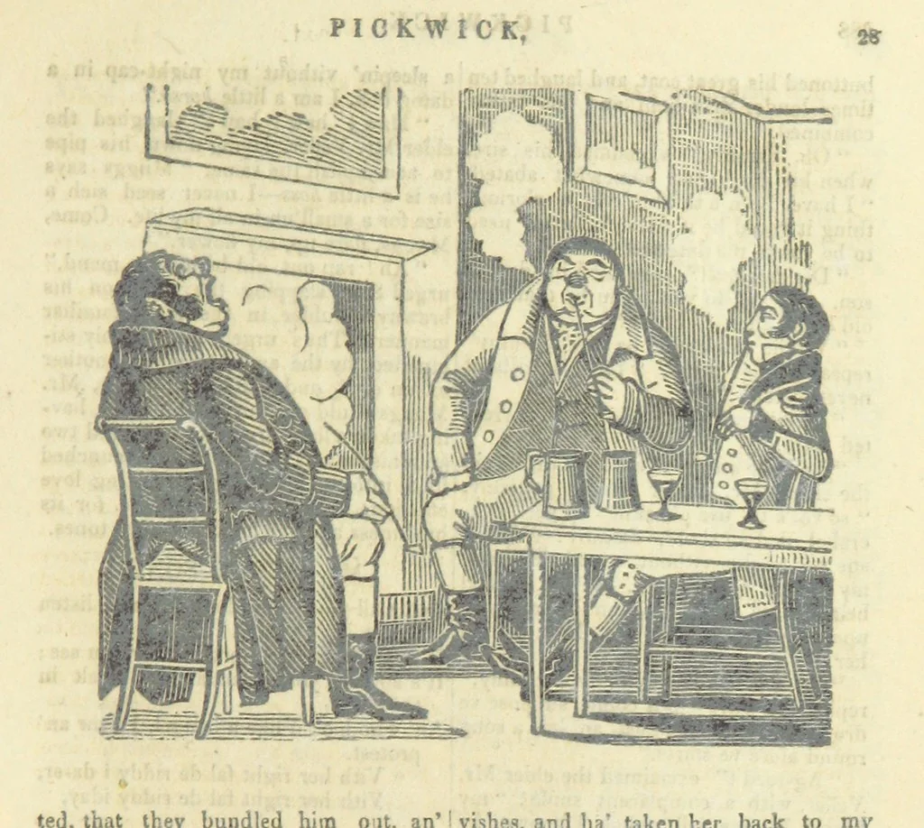 An illustration from The post-humorous notes of the Pickwickian Club. Edited by “Bos”. Illustrated with ... engravings, 1837, leaf 307