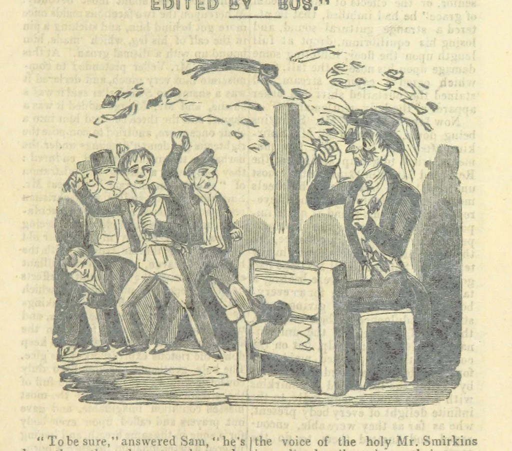 An illustration from The post-humorous notes of the Pickwickian Club. Edited by “Bos”. Illustrated with ... engravings, 1837, leaf 311