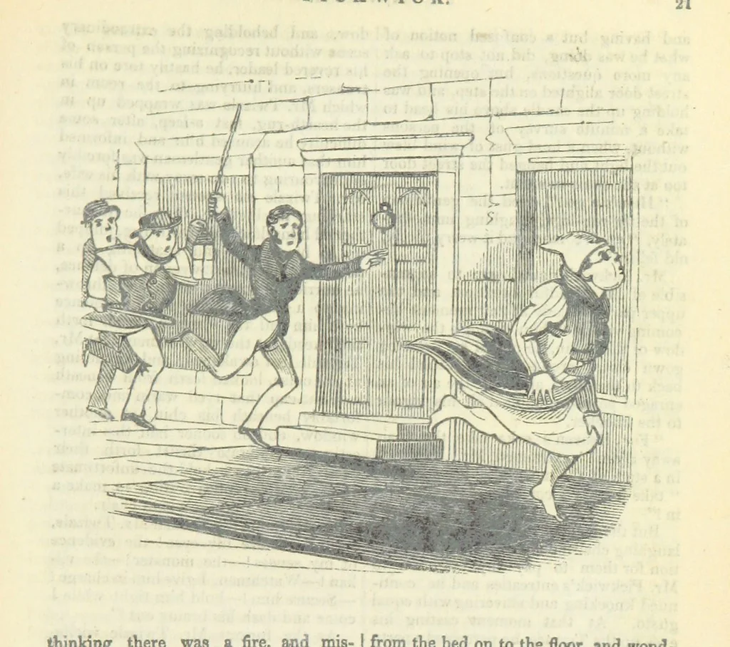 An illustration from The post-humorous notes of the Pickwickian Club. Edited by “Bos”. Illustrated with ... engravings, 1837, leaf 33