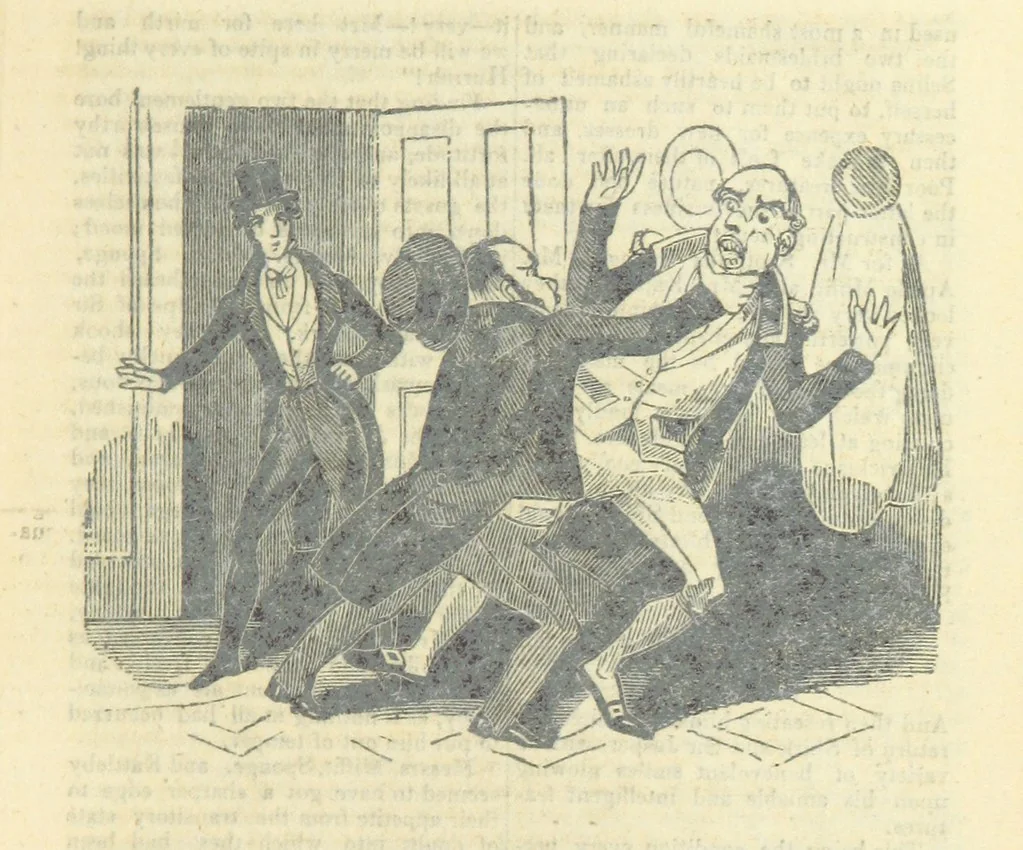An illustration from The post-humorous notes of the Pickwickian Club. Edited by “Bos”. Illustrated with ... engravings, 1837, leaf 347