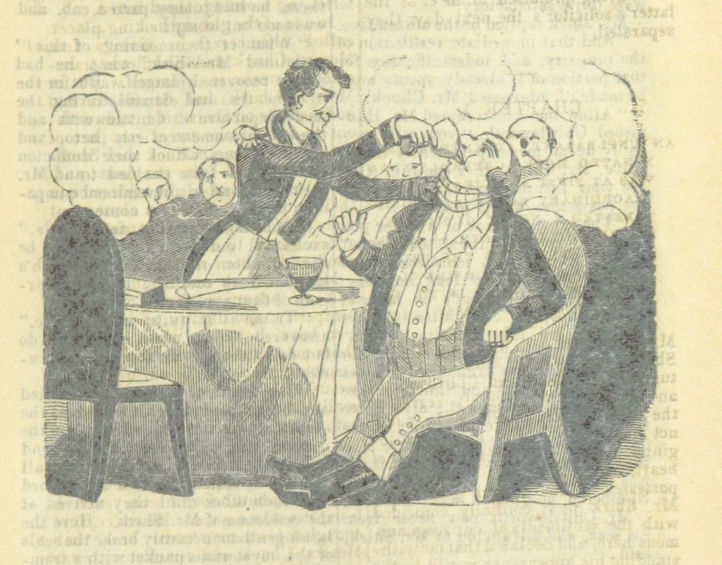 An illustration from The post-humorous notes of the Pickwickian Club. Edited by “Bos”. Illustrated with ... engravings, 1837, leaf 395