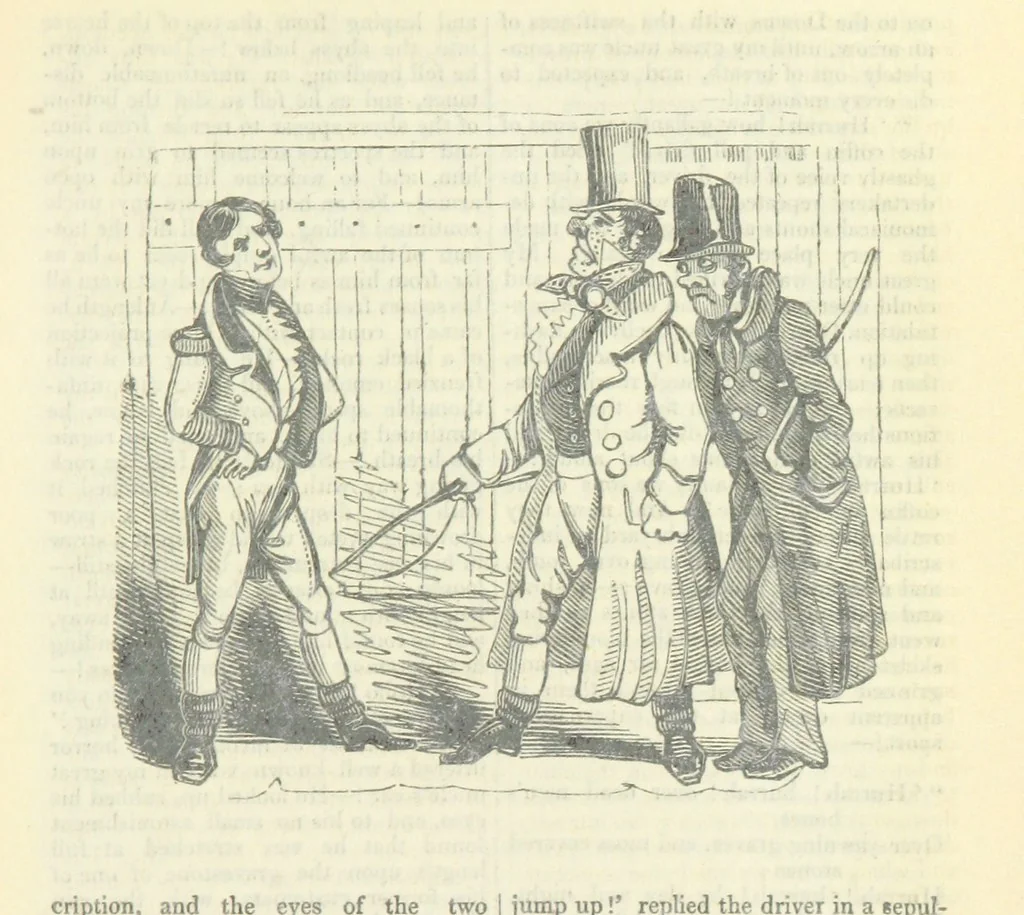 An illustration from The post-humorous notes of the Pickwickian Club. Edited by “Bos”. Illustrated with ... engravings, 1837, leaf 41