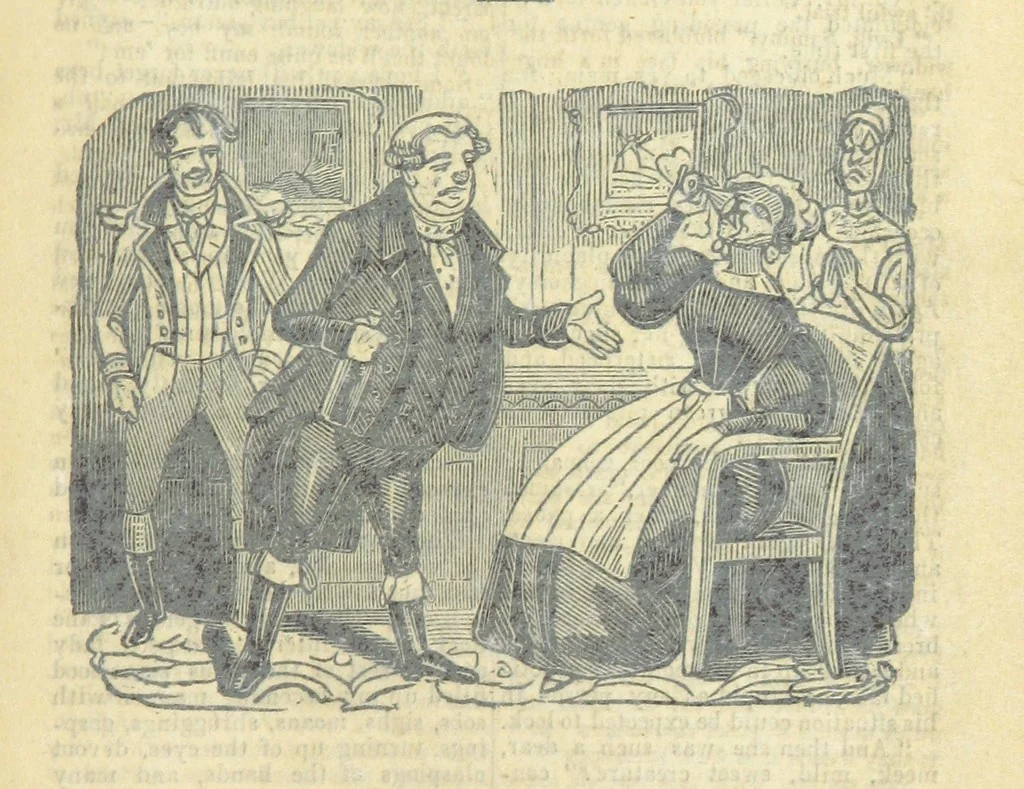 An illustration from The post-humorous notes of the Pickwickian Club. Edited by “Bos”. Illustrated with ... engravings, 1837, leaf 415