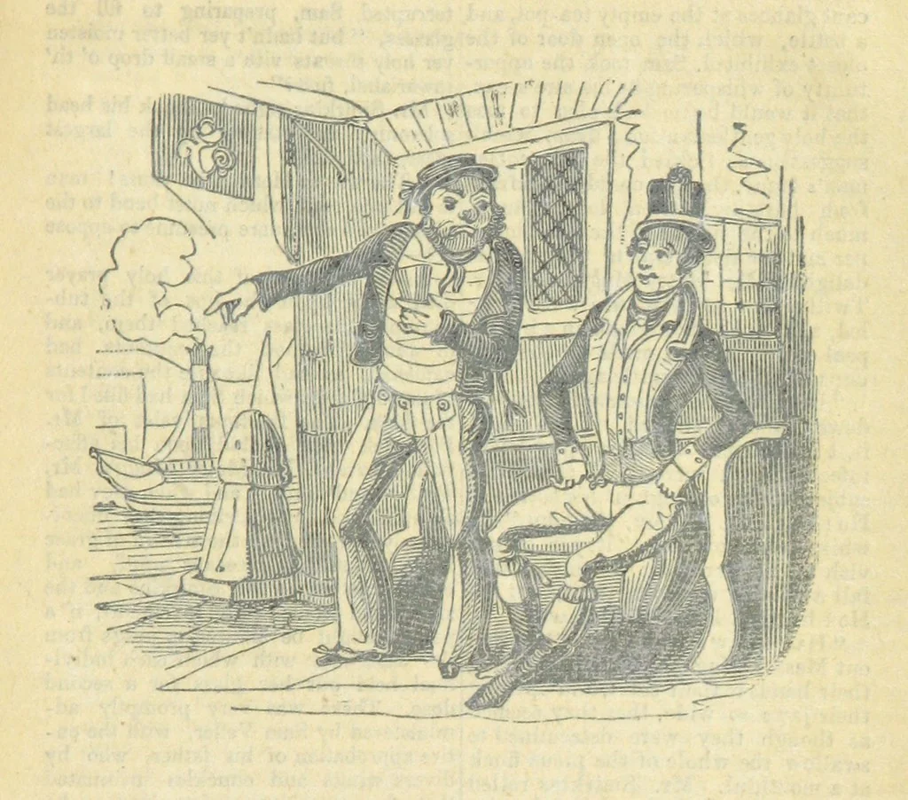 An illustration from The post-humorous notes of the Pickwickian Club. Edited by “Bos”. Illustrated with ... engravings, 1837, leaf 427