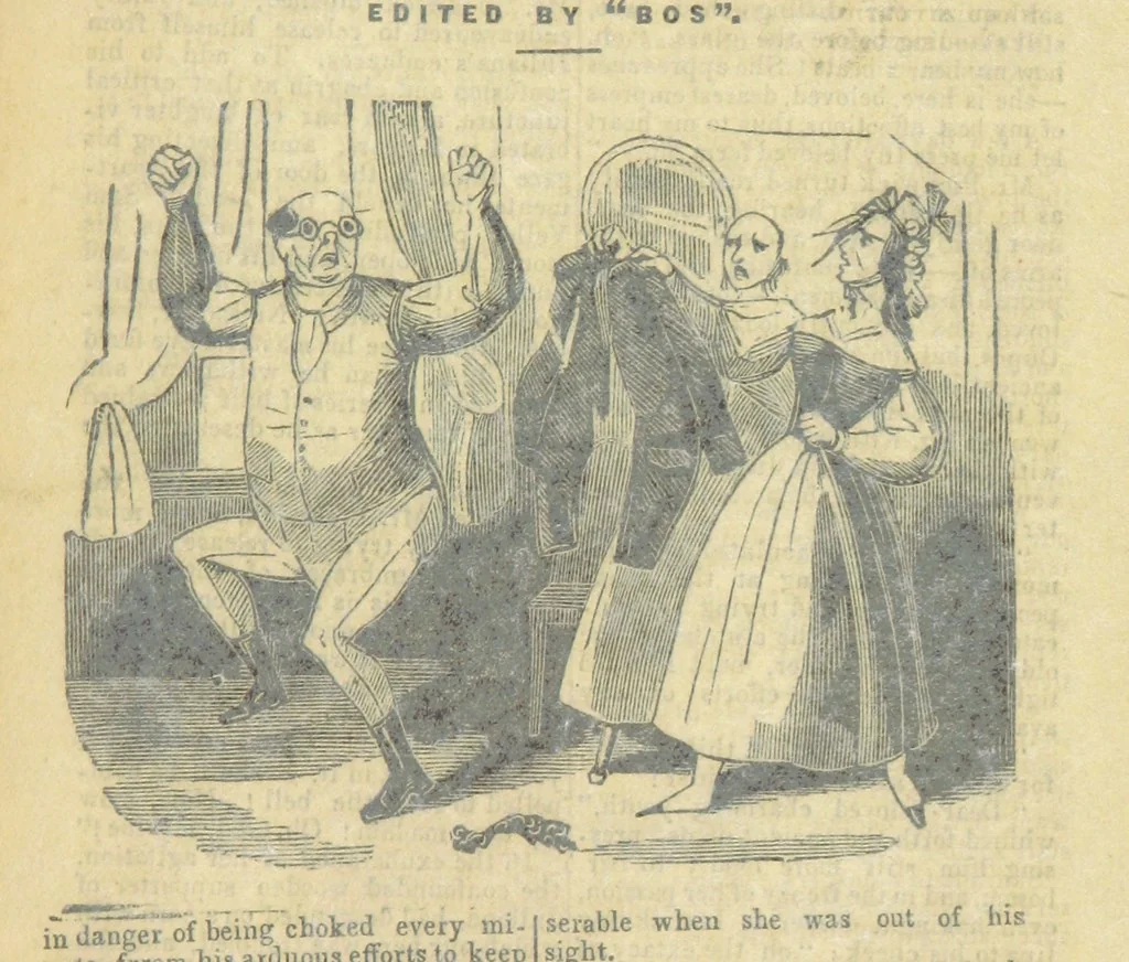 An illustration from The post-humorous notes of the Pickwickian Club. Edited by “Bos”. Illustrated with ... engravings, 1837, leaf 439