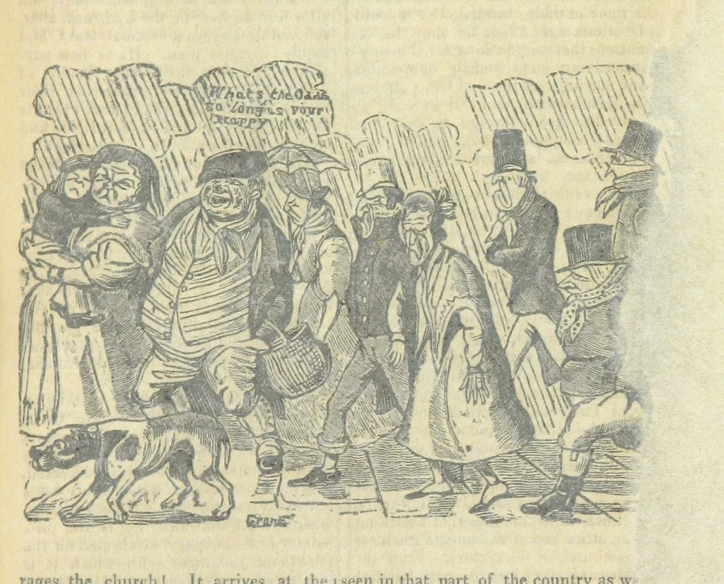 An illustration from The post-humorous notes of the Pickwickian Club. Edited by “Bos”. Illustrated with ... engravings, 1837, leaf 443