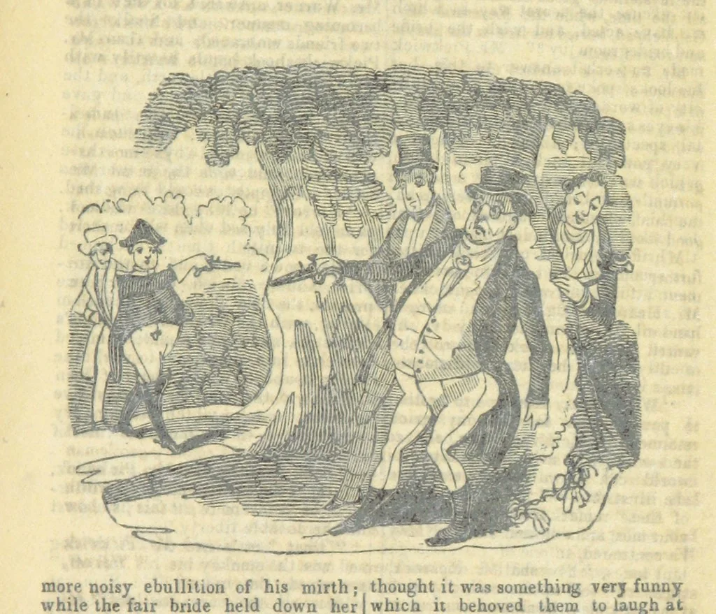 An illustration from The post-humorous notes of the Pickwickian Club. Edited by “Bos”. Illustrated with ... engravings, 1837, leaf 457