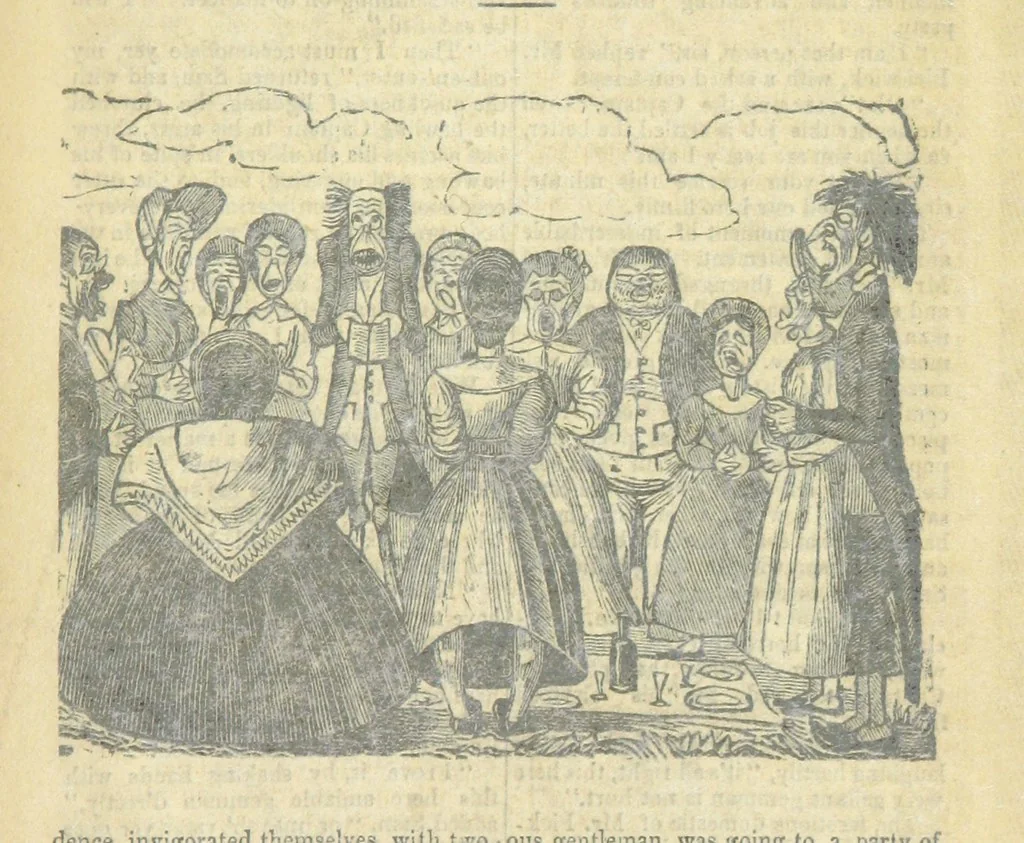 An illustration from The post-humorous notes of the Pickwickian Club. Edited by “Bos”. Illustrated with ... engravings, 1837, leaf 465