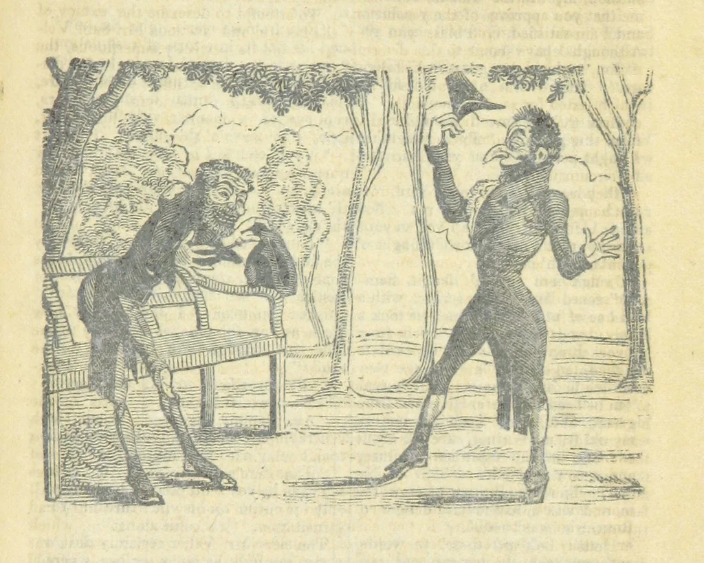 An illustration from The post-humorous notes of the Pickwickian Club. Edited by “Bos”. Illustrated with ... engravings, 1837, leaf 469