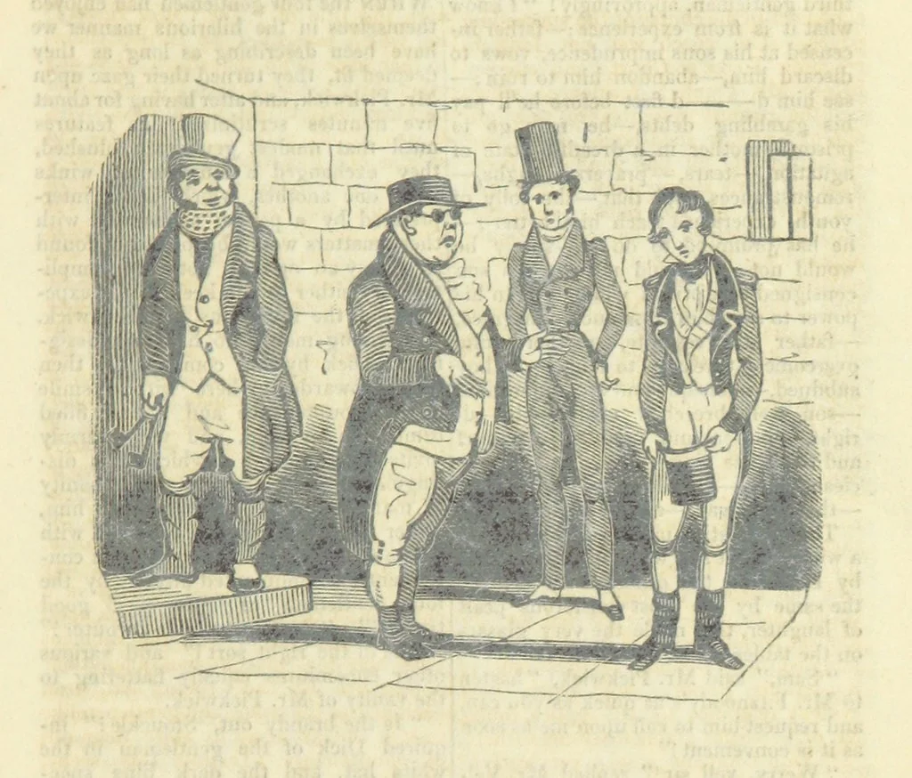 An illustration from The post-humorous notes of the Pickwickian Club. Edited by “Bos”. Illustrated with ... engravings, 1837, leaf 49