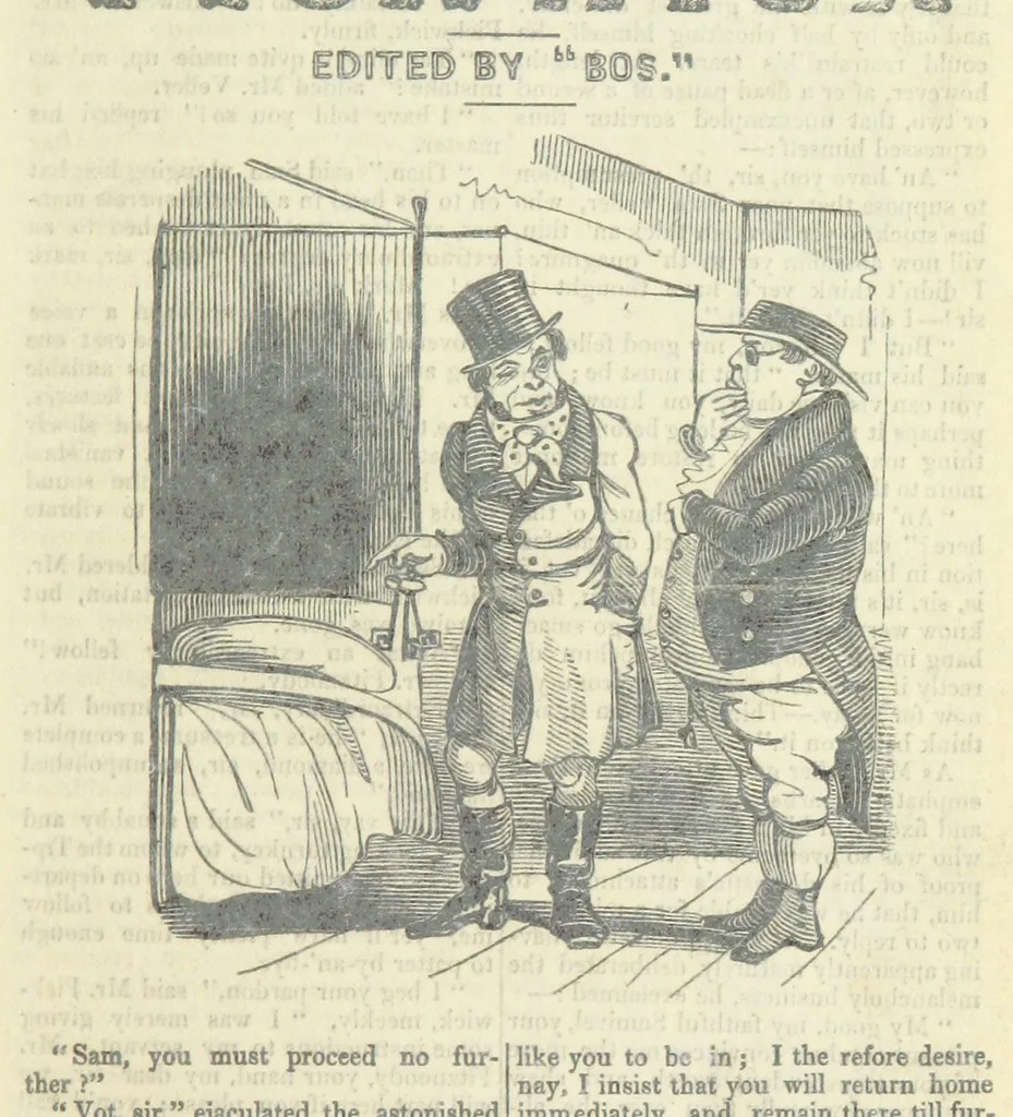 An illustration from The post-humorous notes of the Pickwickian Club. Edited by “Bos”. Illustrated with ... engravings, 1837, leaf 53